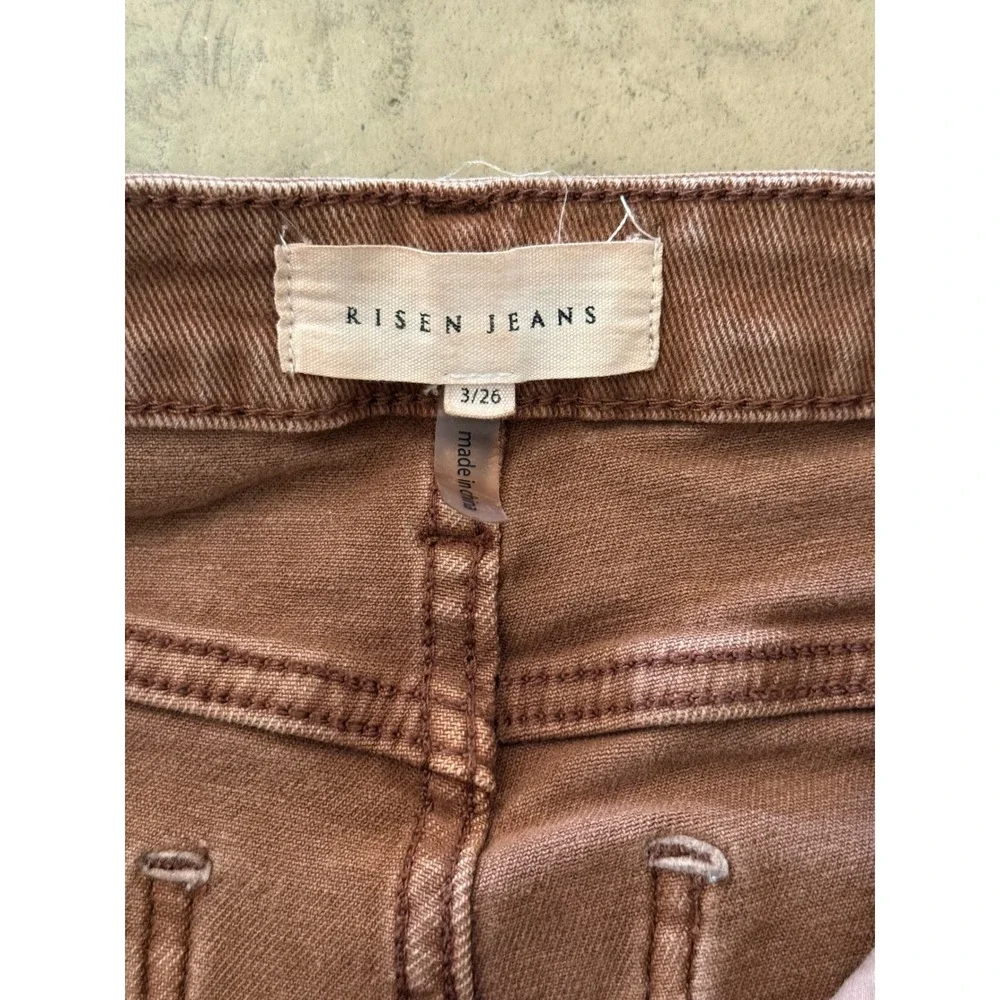 Risen Jeans Brown Wide Leg Cargo Pant High Rise Utility Denim RDP5488 Women 3/26